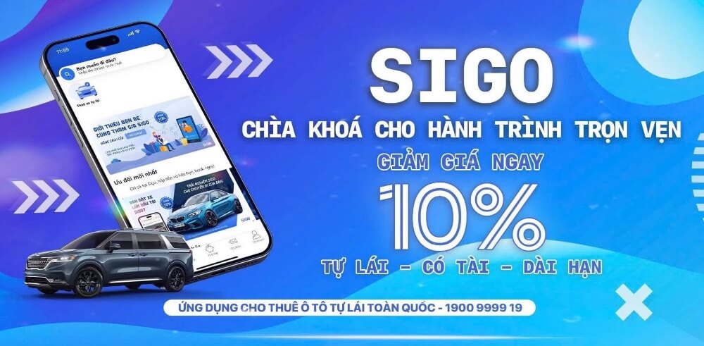 Thuê xe tự lái với nhiều ưu đãi trên ứng dụng Sigo