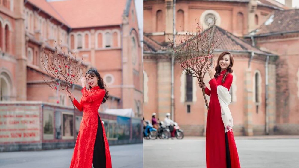 Chụp ảnh tết thanh lịch đậm chất Sài Gòn tại nhà thờ Đức Bà